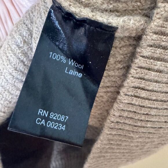 Saks Fifth Avenue Modern Sweater Women's XL Tan Hooded Pocket Wool - Picture 3 of 9